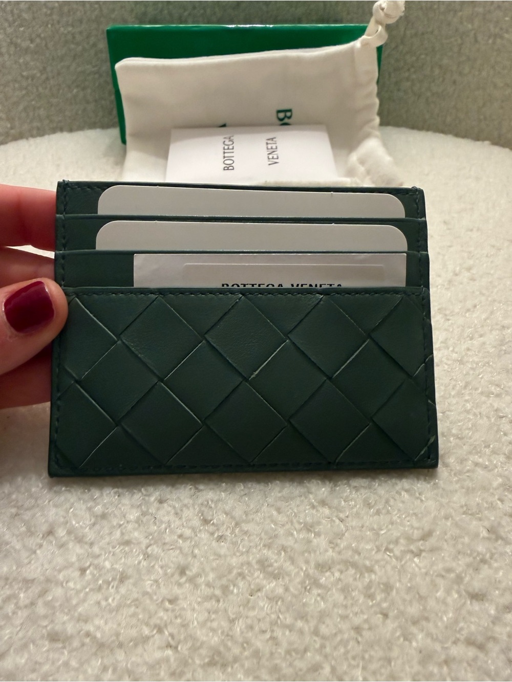 Bottega Veneta Forest Green Intrecciato Leather Card Case